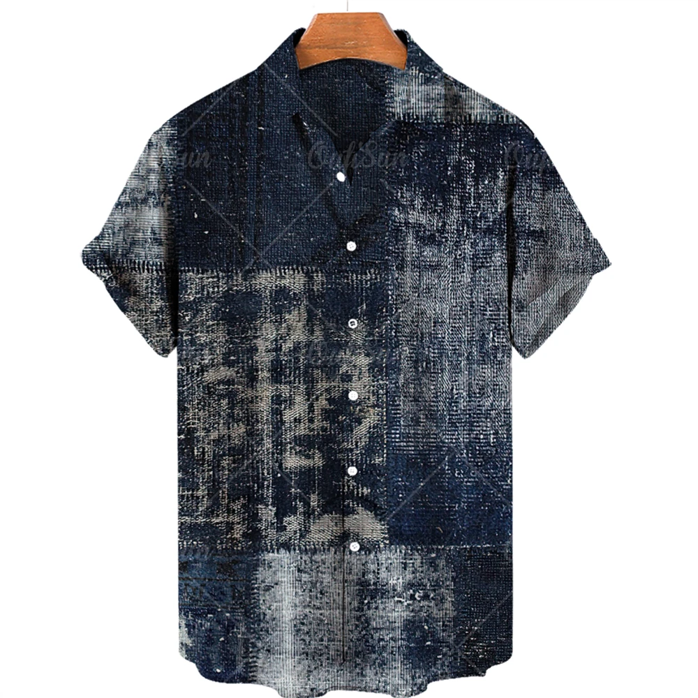 Men's Short Sleeve Hawaiian Shirt Open Collar Single Button Shirt 3D Printed Short Sleeve Fashion Casual Beach Top