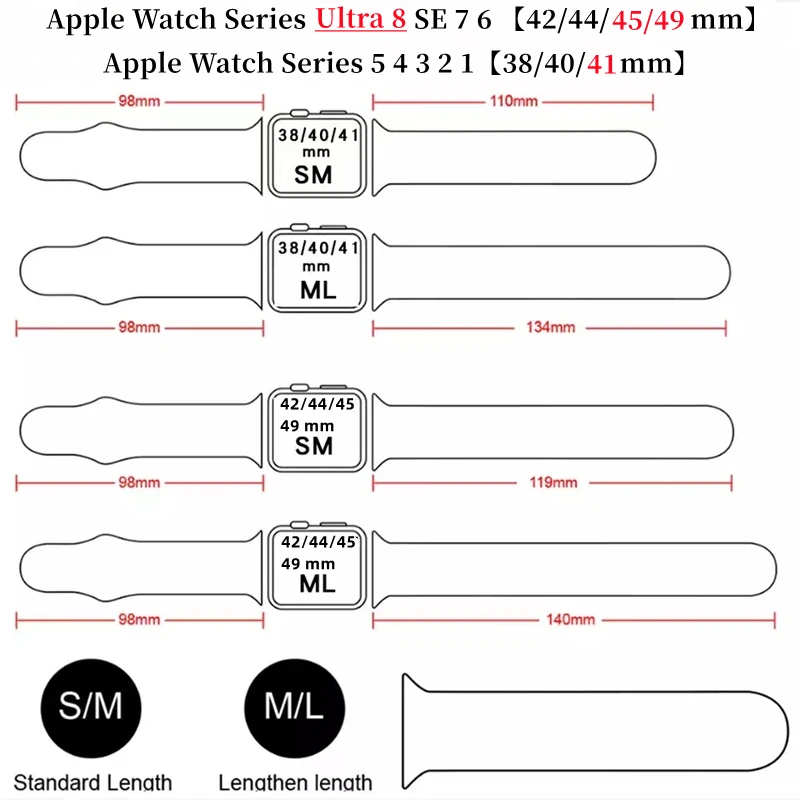strap for Apple Watch band 49mm 44mm 45mm 41mm 40mm 42mm 38mm Silicone Sport Bracelet iWatch serie 8 7 se 6 5 4 3 2 1 Ultra 49mm