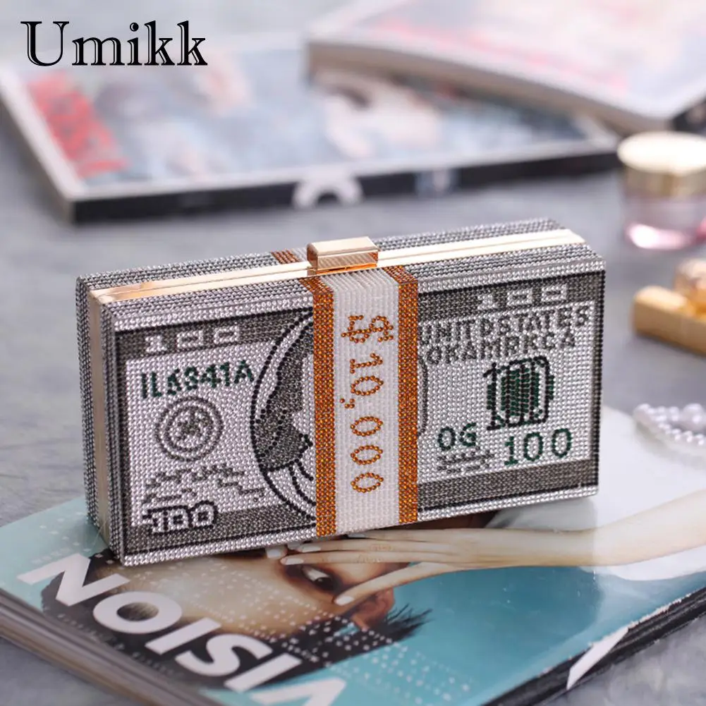 Стразы кошельки-клатчи для денег 10000 долларов складные сумки с наличными