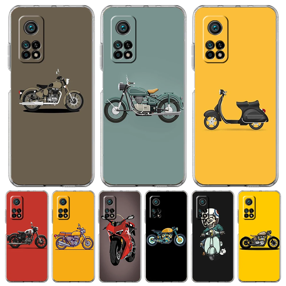 

Motorcycle Phone Case for Xiaomi Mi Poco F3 X3 X4 GT NFC M3 M4 11 Ultra 12 11X 11i Pro Lite 5G Soft Transparent Cover Capas Bags