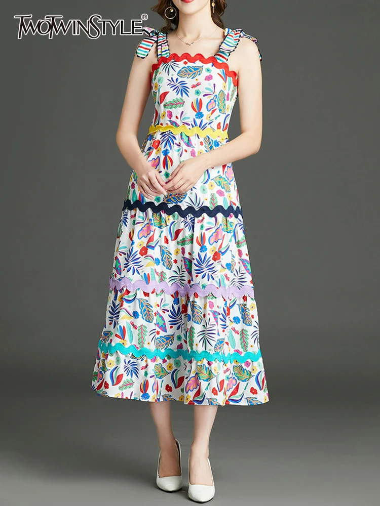 

Женское Цветочное платье без рукавов, с квадратным вырезом и высокой талией