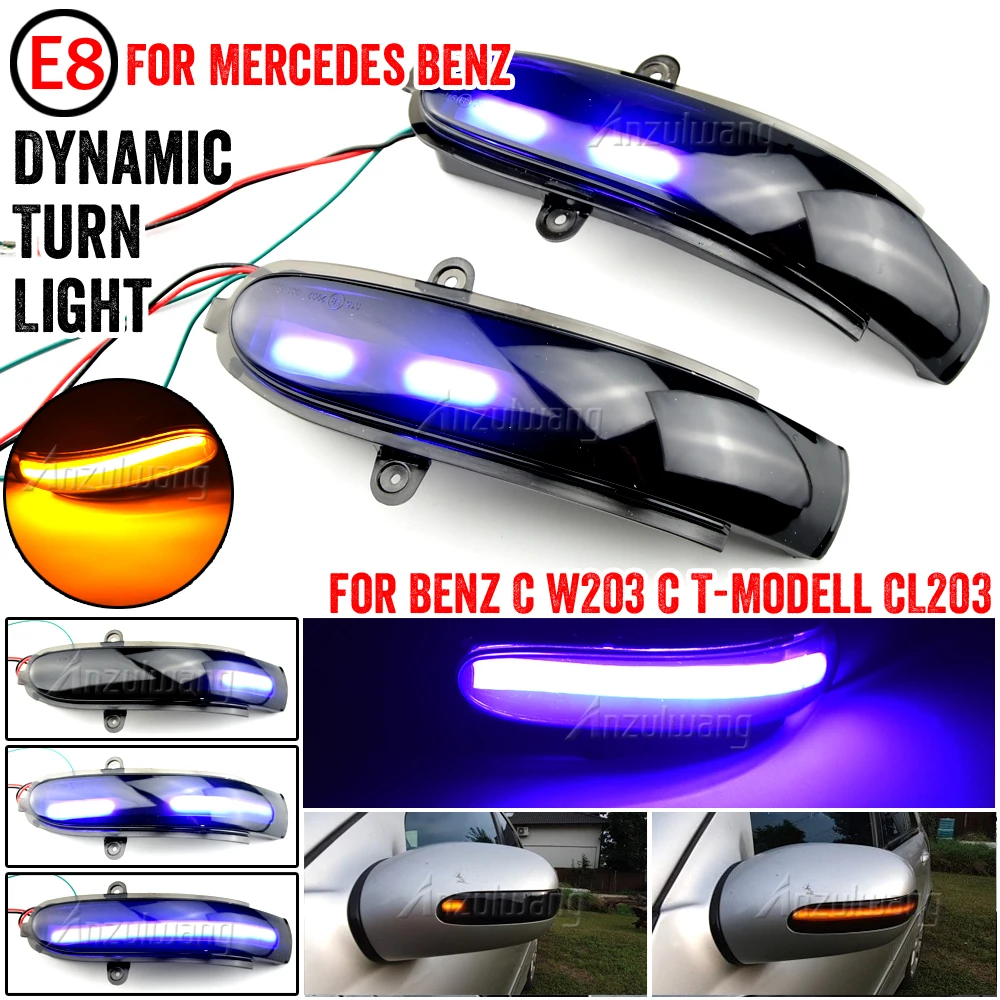 For Mercedes Benz C Class W203 S203 CL203 2001-2007 LED Dynamic Turn Signal Light Side Mirror Blinker Sequential Lamp
