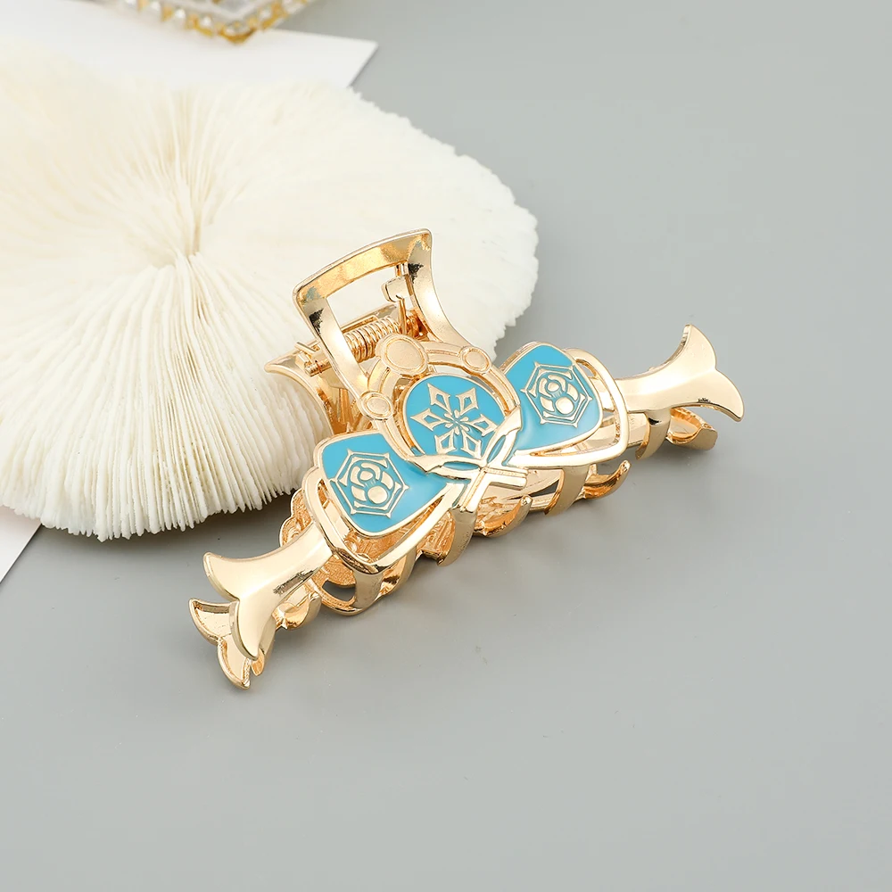 Genshin ударопрочный зажим для волос металлический глаз Бога аксессуары женщин