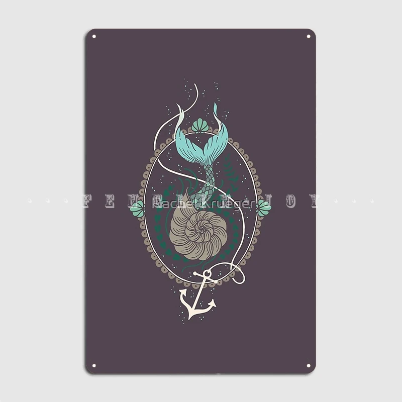 

Mermaid Shell Metal Sign Cinema Kitchen Club Bar Printing Plates Tin Sign Poster