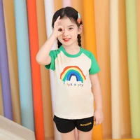 fashion summer childrens cartoon rainbow t shirt girls short sleeved top baby print loose casual sports cotton child clothing