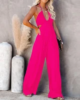 2022 summer new womens jumpsuit sexy backless wide leg jumpsuit