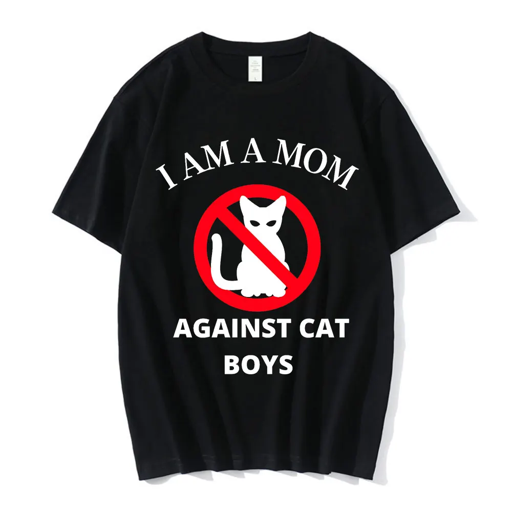 

Футболка с изображением аниме «Я мама против кота» для мальчиков, новинка, классические футболки с изображением графики, мужская и женская ...