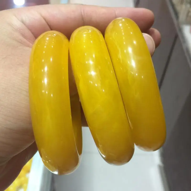 

Send Certificate Natural Yellow Amber Bangle Bracelet Women Healing Jewelry Pink Green Blue Beeswax Honey Wax Gemstone Bangles