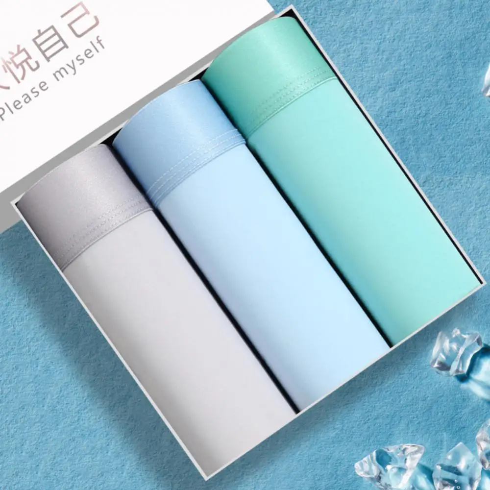 

3PCS Men's Panties Ice Silk seamless Men Underwear Boxershorts Hombre Boxer Shorts male summer Breathable Underpants L-4XL