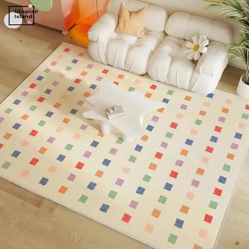 Плюшевый ковер для гостиной белый комнаты в скандинавском стиле напольный