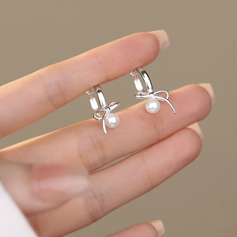 Серьги-банты из стерлингового серебра 925 пробы с жемчугом женские дизайнерские