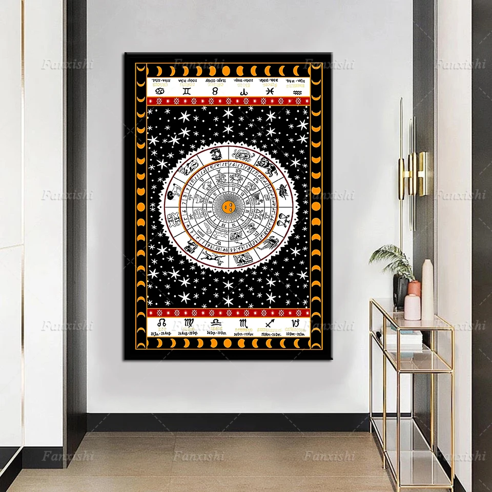 

Zodiac Sunsign Tapestry Poster Small Throw White Cotton Dorm Decor Wall Art Framed Poster, Home Decor Art Print Canvas Painting