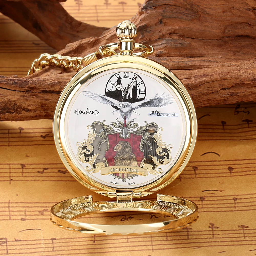 Chic Transparent Cover Musical Pocket Watch fob Chain Music Clock Creativity Roman Numerals Display Pocket Clock Gifts for Men