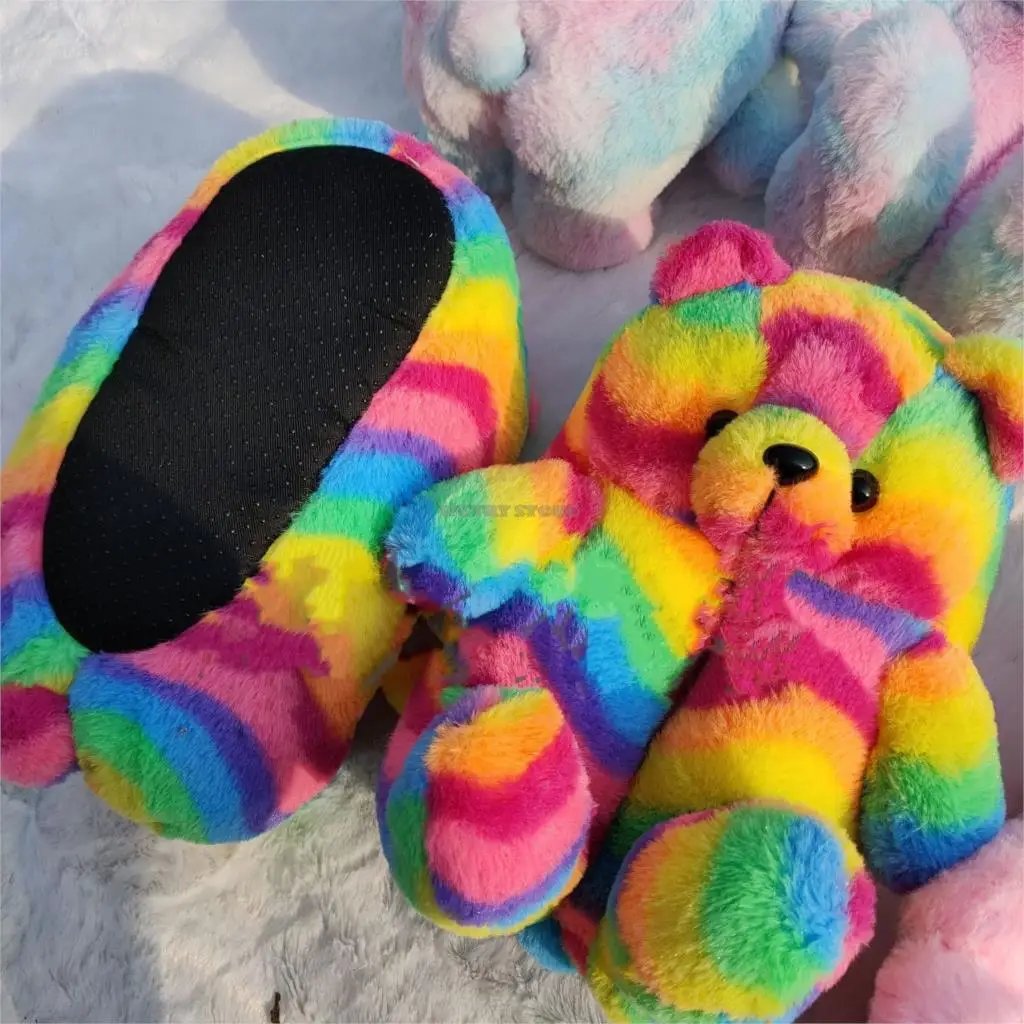 Плюшевый мишка тедди женские рождественские плюшевые тапочки домашние с