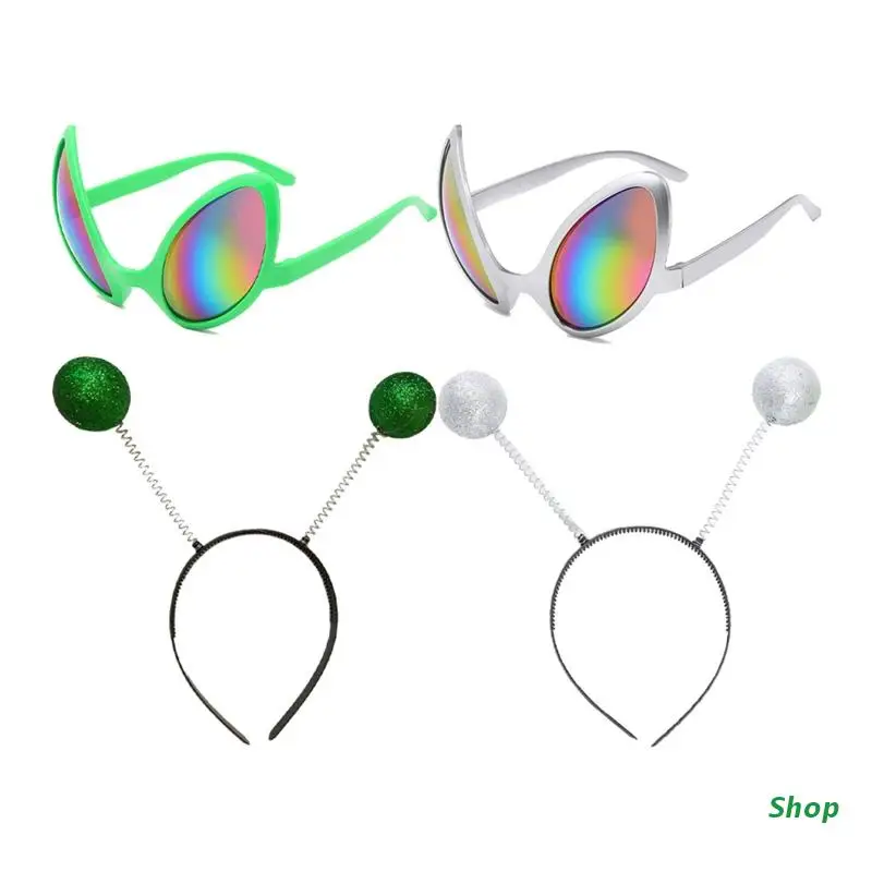 

L5YC Creative Bouncing Ball Shape Hair Hoop Women Cosplay Sunglasses for Photoshoot Live Broadcast Halloween Hair Accessory