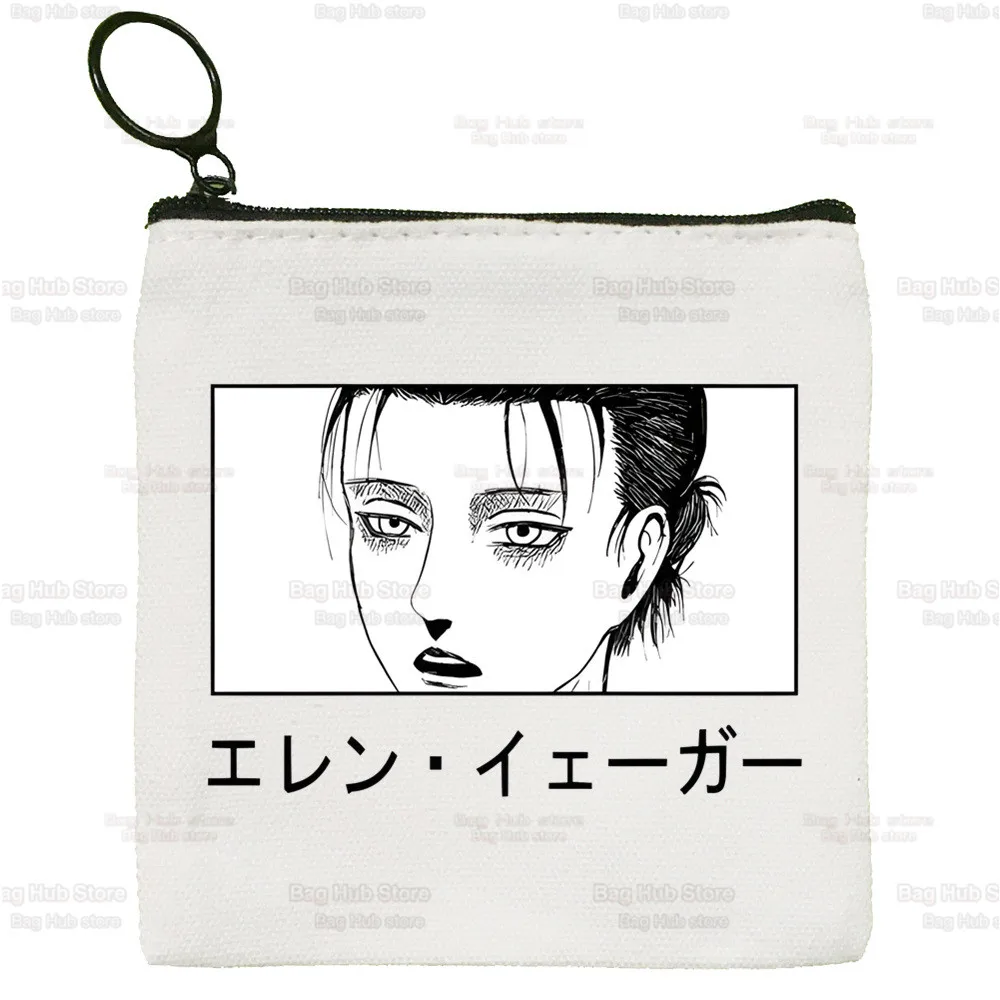 Attack On Titan Canvas Card Coin Purse Mikasa Eren Yeager Liberty Female Cute Simple Shingeki No Kyojin Coin Mini Zipper Bag