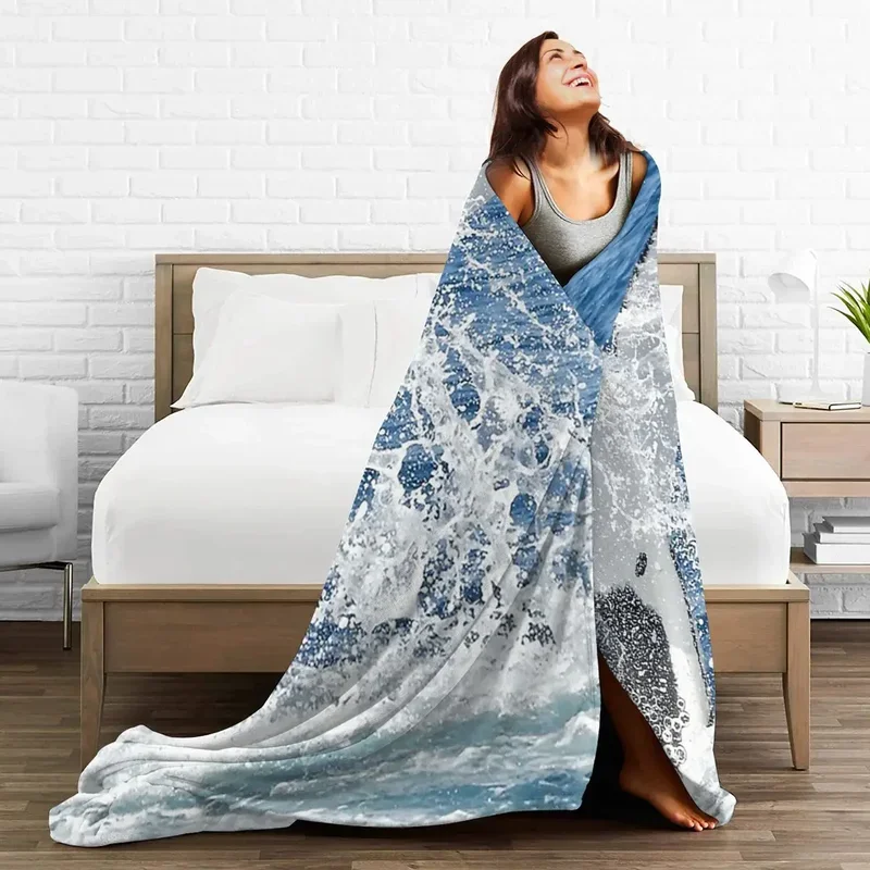 Одеяло с рисунком Кита и хвоста мягкое теплое Фланелевое покрывало распылителем