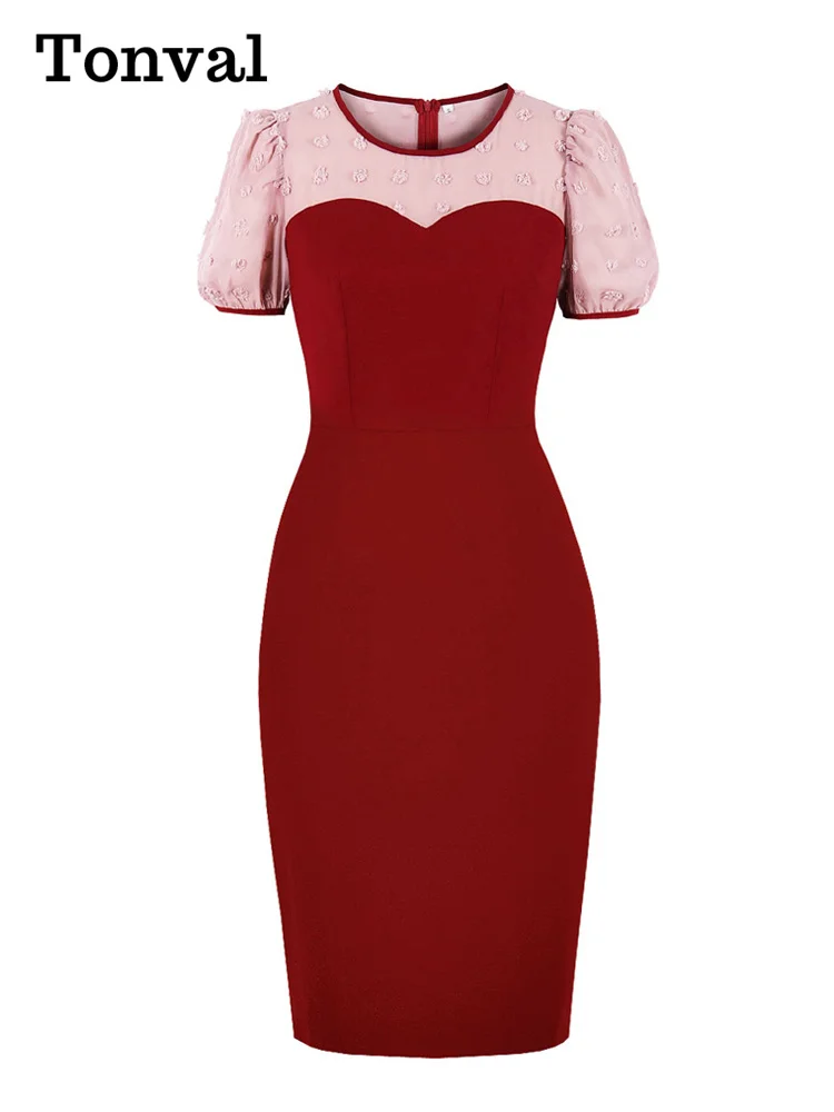 Dress 2023 Summer Elegant Knee-length Ladies Vintage Red Dresses