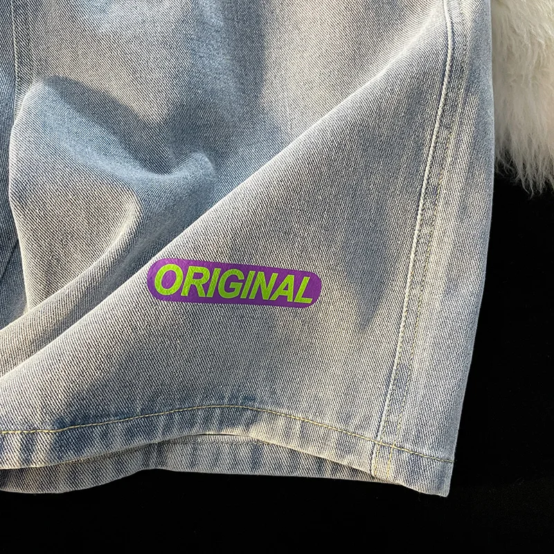 Men's Summer Jeans Shorts 2022New Oversized Baggy Ventilation Casual Pants Five-Point Pant Korean Harajuku Fashion Male Clothing