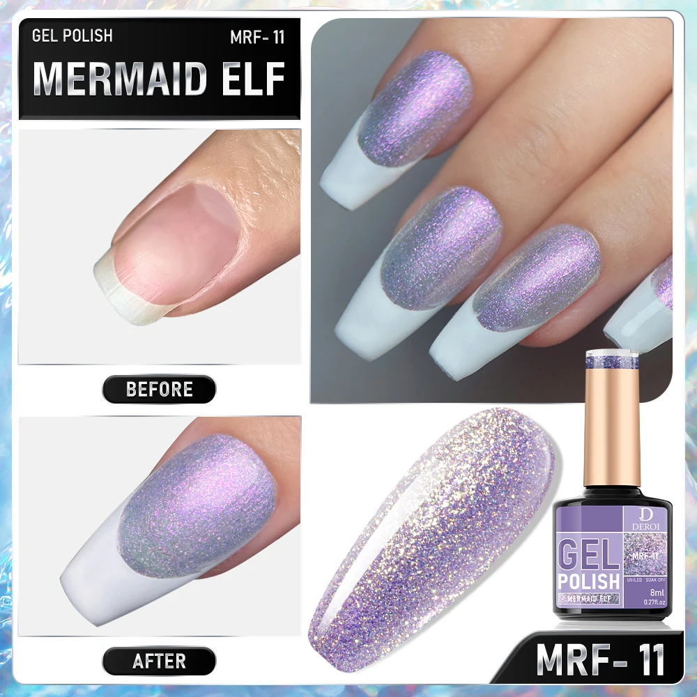 Искрящий гель-лак для ногтей Aurora Purple УФ-гель-лак Flash Glitter Varnish Полуперманентный