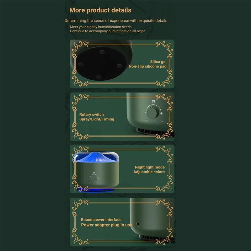 

Electric Air Humidifier Decompression Ring Ultrasonic Cool Essential Oil Diffuser(Green)-EU Plug