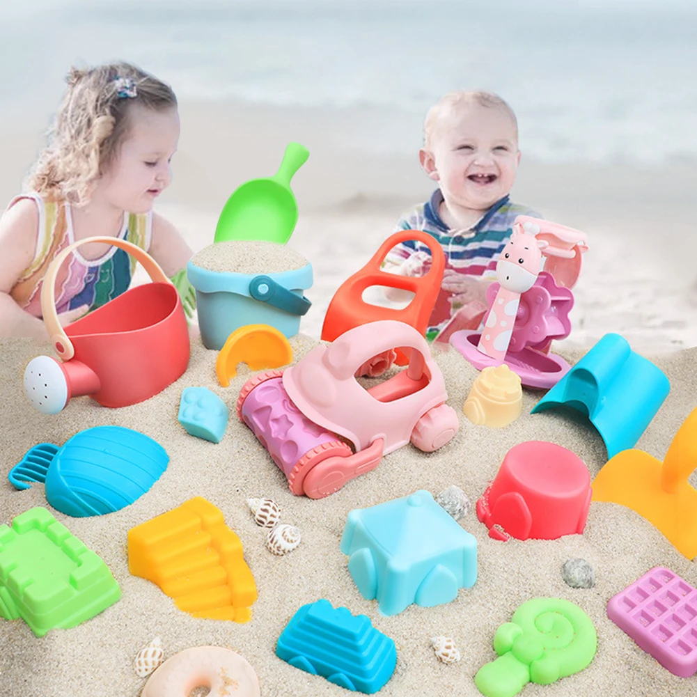 

14pcs Outdoor Activity Soft PP Cartoon Swimming Pool Shovel Beach Toy Set Bucket Digging Pit Colorful Summer Seaside Winter Snow