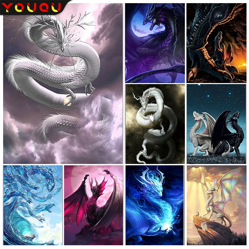 YOUQU Beast Series 5d Diamond Painted Mosaic Photo Dragon Cross Stitch Home Decoration Exquisite Gifts