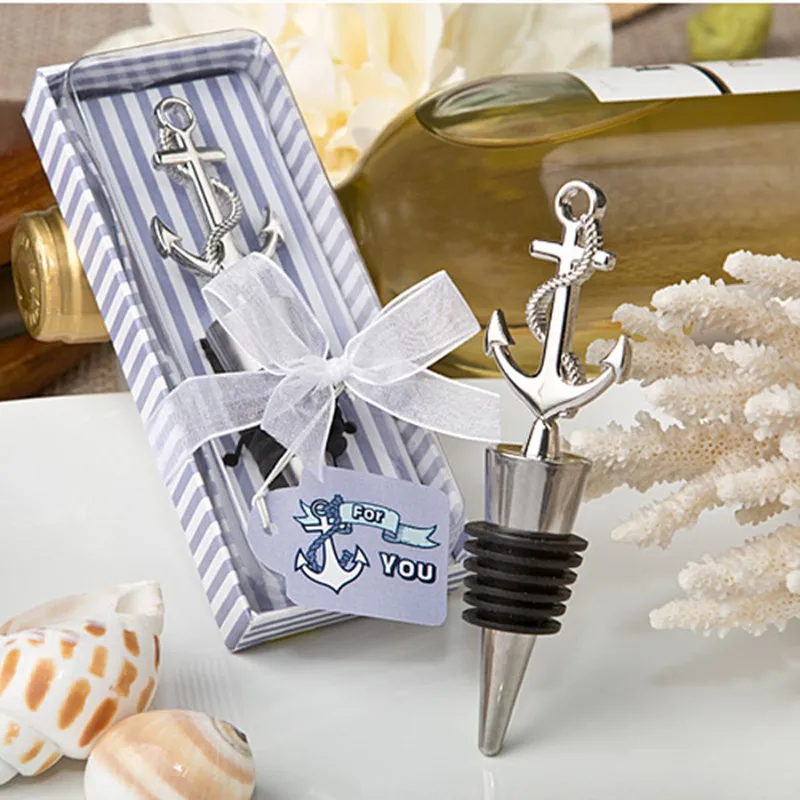 

Wedding Favor Gift and Giveaways for Man Guest -- Nautical Themed Anchor Wine Bottle Stopper Party Souvenir 20pcs/lot