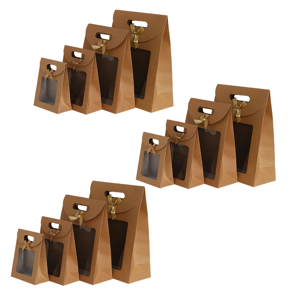 

12PCS Multi-purpose Xmas Gift Bag Packing Kraft Paper Bag Chic Handheld Gift Bag