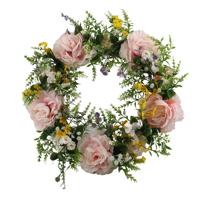 

Венок из искусственных цветов Весенняя гирлянда для входной двери, стены, окна, свадьбы, вечеринки, офиса, сада, домашнего декора