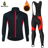 wosawe mens warm cycling clothing set windproof reflective jackets gel pad bib trousers pants road mtb bike suit autumn winter
