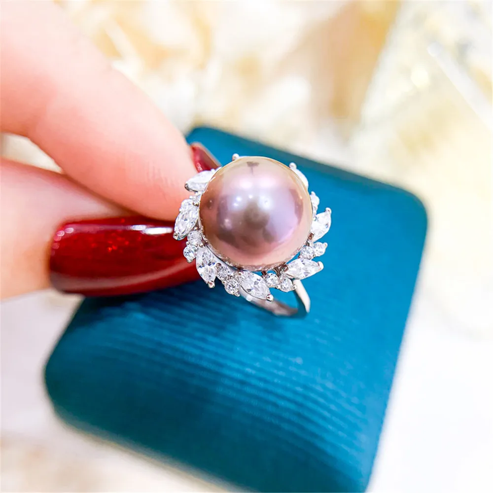 

Classic Pearl Ring Settings Resizable Accessories 925 Silver Half Hole Bead Inlay For Women DIY Handmade Ring Making No Pearl