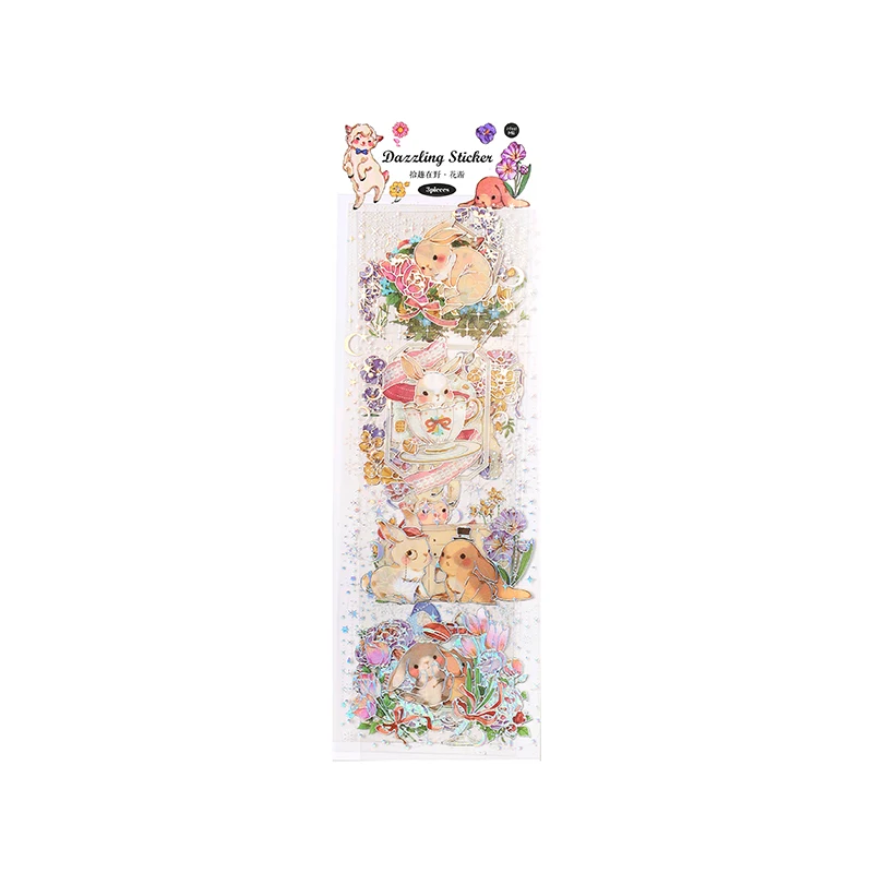 Серебряные декоративные наклейки в ассортименте милые кошки овечки кролик цветы