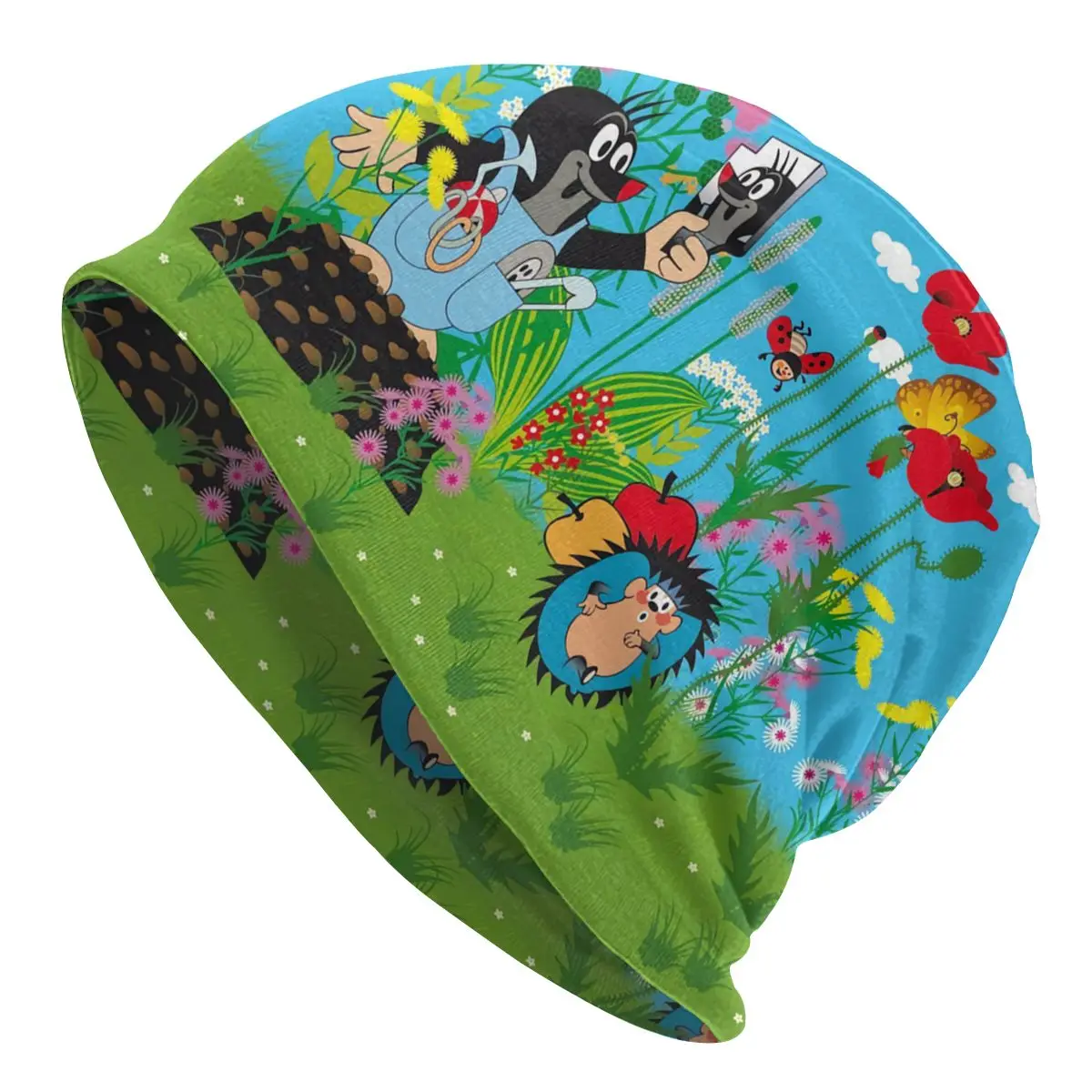 

Шапка-бини для мужчин и женщин, теплый трикотажный головной убор унисекс, с забавным рисунком родинок, с мультяшным принтом, для взрослых