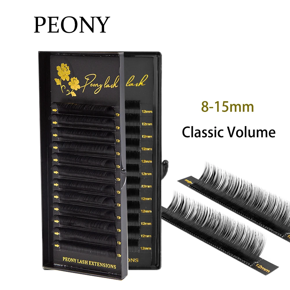 

PEONY Individual False Eyelashes Extensions Professional Matte Black Russian Volume Faux Mink Classical Lashes Beauty Makeup