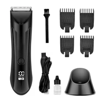 body hair trimmer for men electric wet dry groin pubic ball mustache facial shaver hygiene razor with charging dock