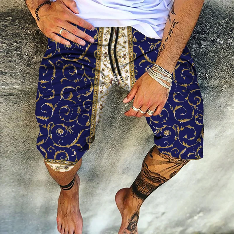 

Retro Harajuku Print Men's Casual Shorts 2022 Summer Hawaiian Beach Pants Fashion Jogging Training Shorts Quick Dry Breathable