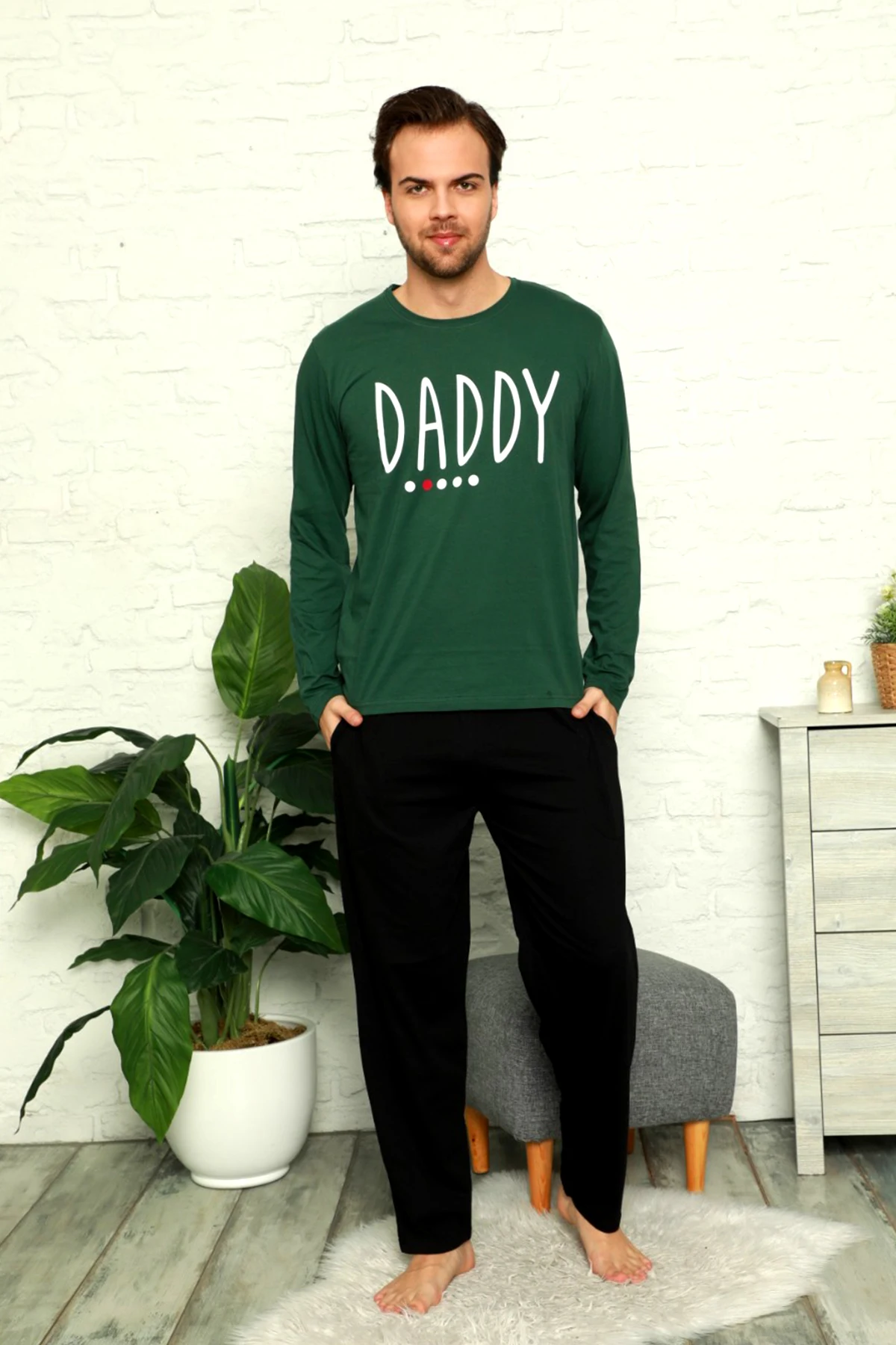 Autumn Winter Men's Cotton Pajamas Letter Striped Sleepwear Cartoon Pajama Sets Casual Sleep & Lounge Pyjamas Plus Size 2XL Pajamas