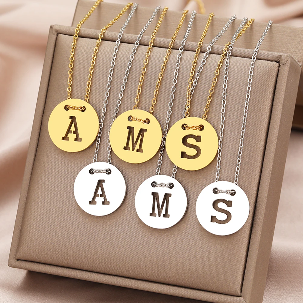 

Ожерелья из нержавеющей стали, геометрические буквы, искусственное колье, модное мужское ожерелье для женщин, ювелирные изделия, праздничн...