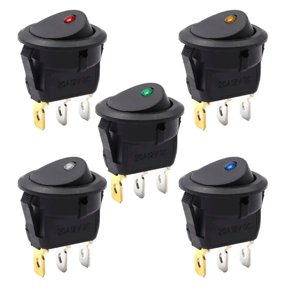 

1Pcs Car 12V 24V 220V 3 Pin Round Rocker Dot Boat LED Light Toggle Switch SPST ON/OFF