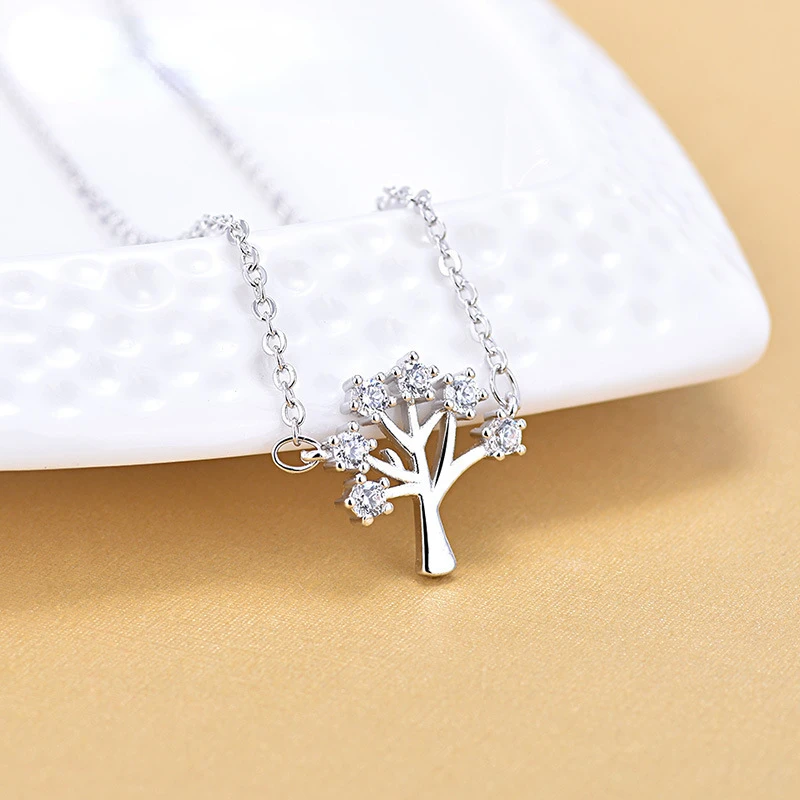 

Women Zirconia Tree of Life Pendant Necklace Choker Collier Mujer Wedding Jewelry Accesories Gifts