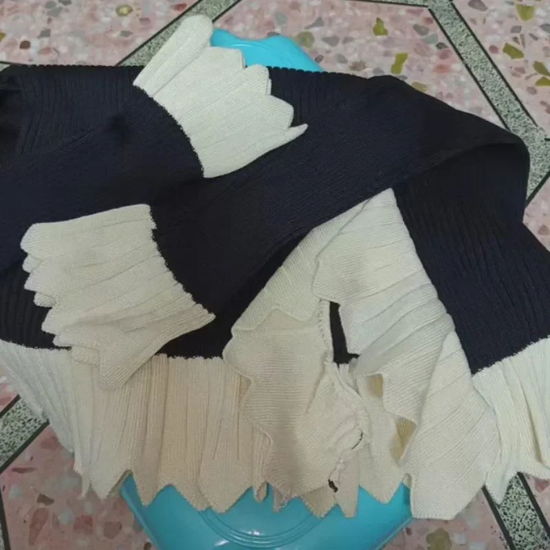 Пуловеры с квадратным воротником женские дизайнерские оборки шикарные