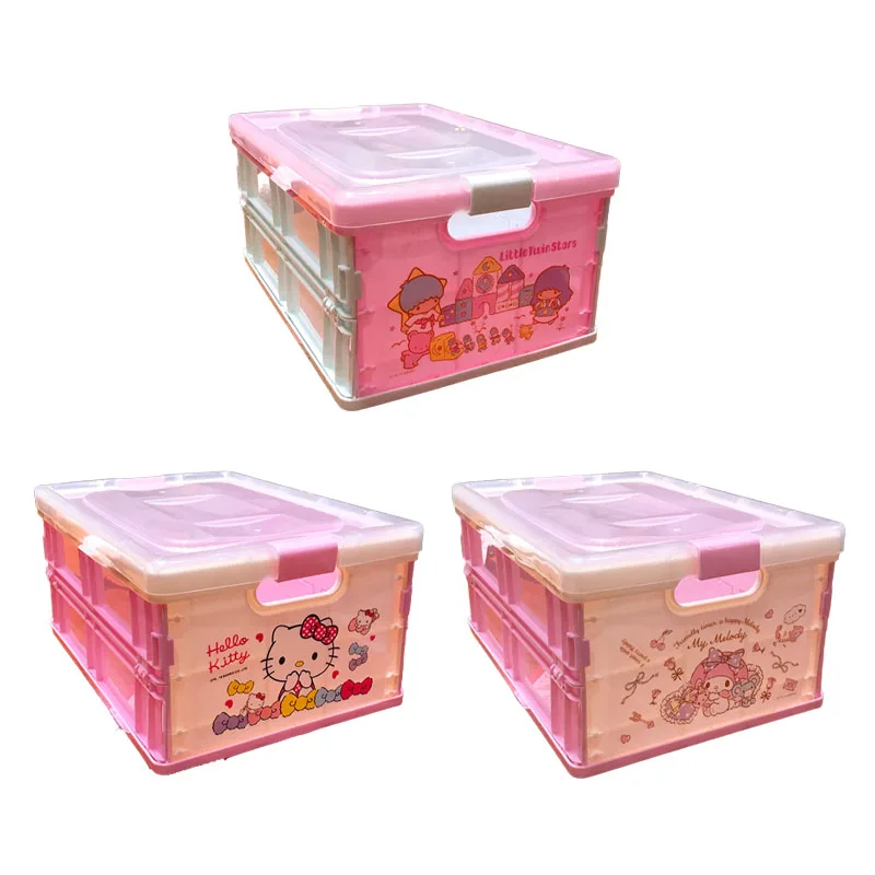 

Sanrios Kuromi Cinnamoroll My Melody Pompom Purins Hellokittys Anime Kawaii Storage Organizer Plastic Folding Storage Box