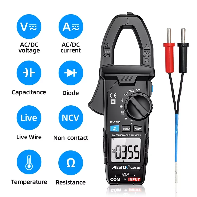 

MESTEK AC DC Digital Clamp Meter 600A Current Multimeter Pinza Amperimetrica True RMS High Precision Current Clamp Amperimetro