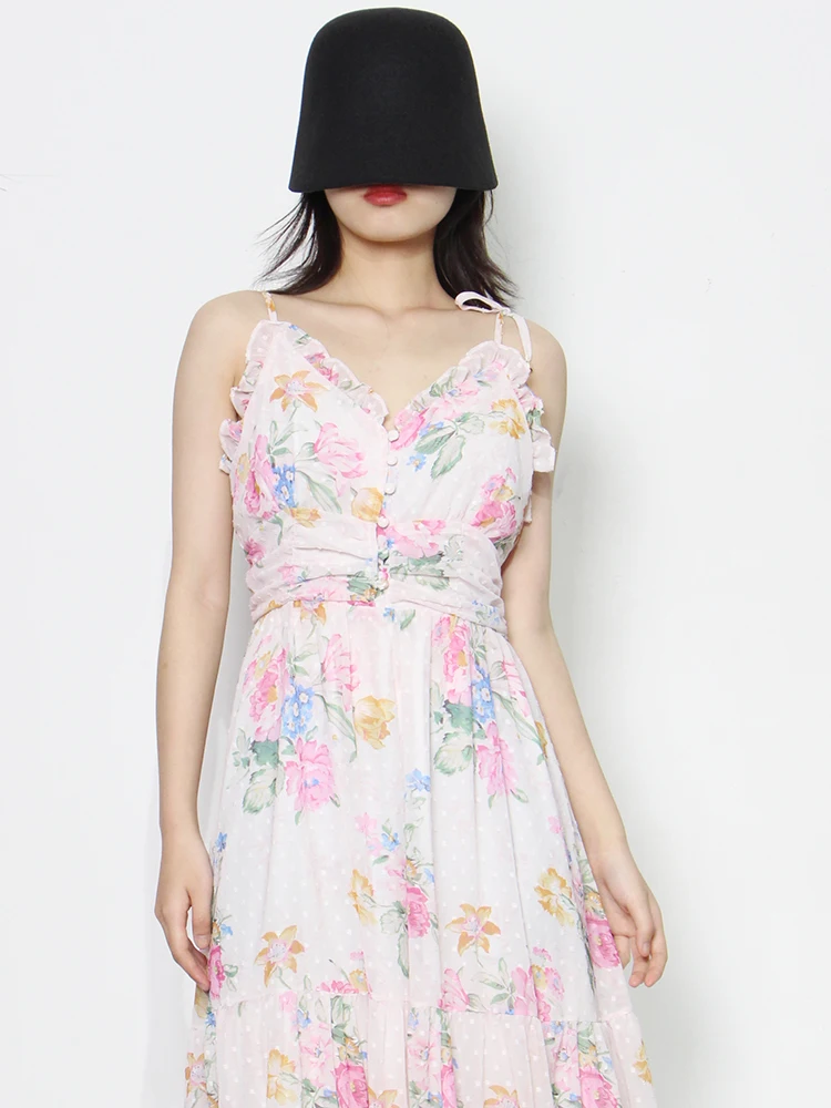 

Colorblock Print Dress For Women V Neck Sleeveless Shirred High Waist Sleeveless Dresses Female 2022 Summer Clothing