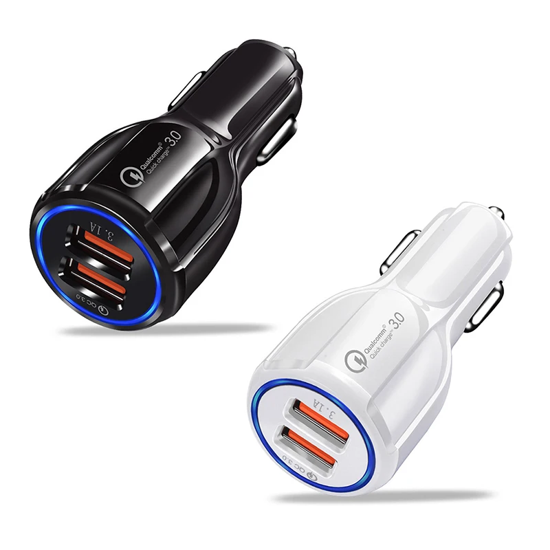 

USB Car Charger 3.1A Dual USB One-to-Two Car Charger QC 3.0 Fast Phone Charge Adapter Dual USB Fast Charge For Mobile Phone Tabl