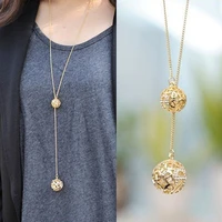 1pc fashion classic crystal hollow out two ball rhinestone a long section of high texture flash spher necklace
