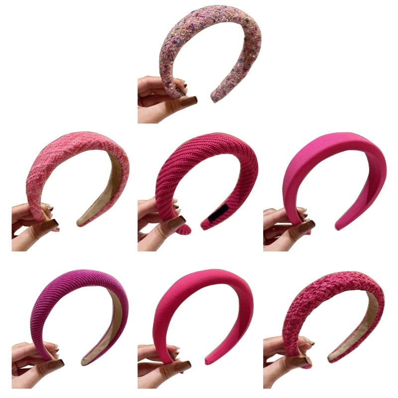 

Pink Color Braided Headbands for Woman Headbands with Casual Crochet Headband for Girls Washing Face Sports 264E