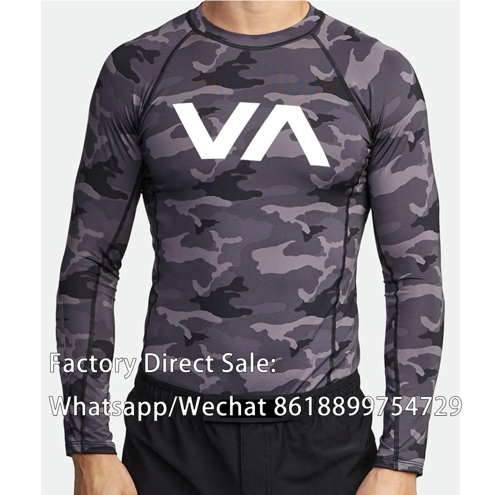 Beach Rash Guard Long Sleeve UV Sun Protection Skins Surfing Suit Diving Swimming Tight T Shirt Fight Rashguard Men Gym Boxing