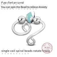 silver color bead ring ladies mens free spinning anti stress anxiety ring single coil spiral bead spinning jewelry
